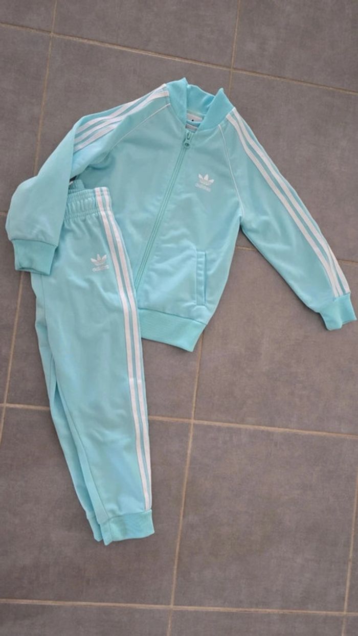 Ensemble jogging Adidas turquoise - photo numéro 2