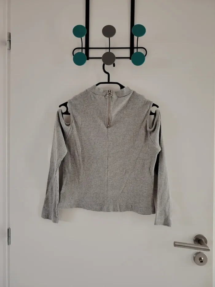 top gris, manche longue taille L - photo numéro 7