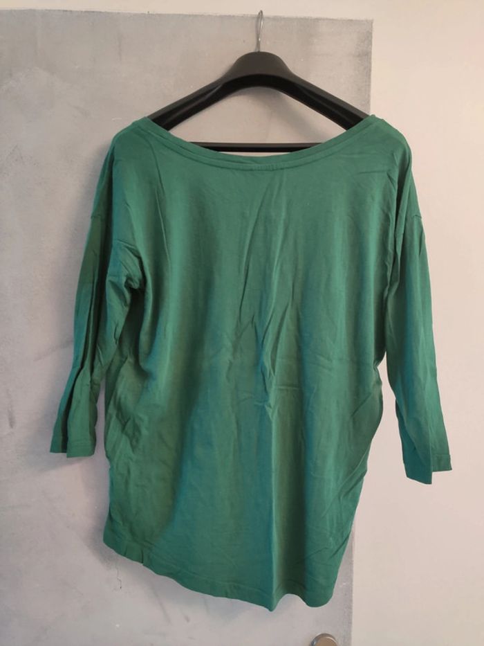 T shirt manche longue coton vert - photo numéro 3