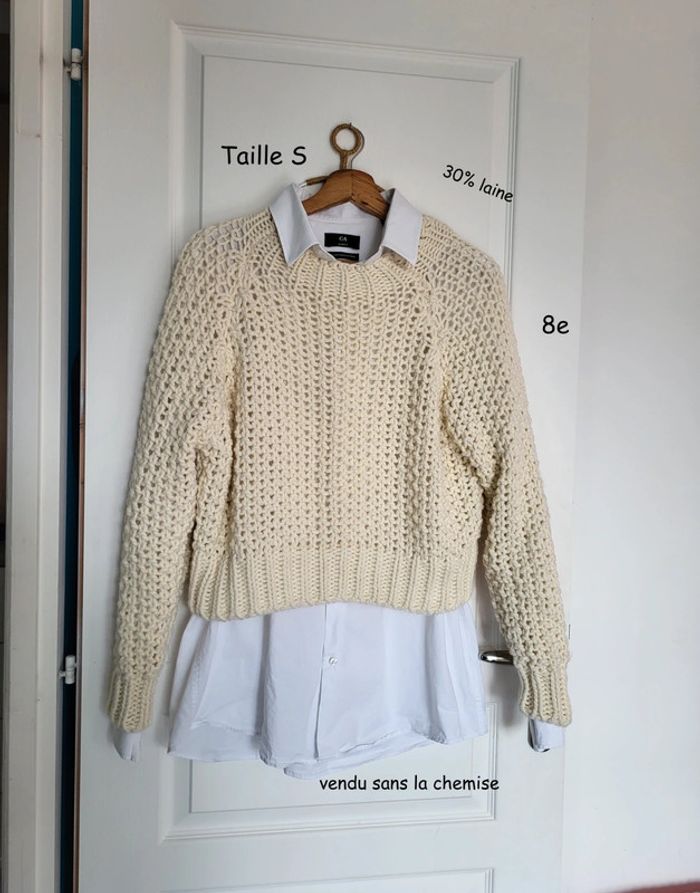 Pull maille ajouré taille S 30% laine sans la chemise