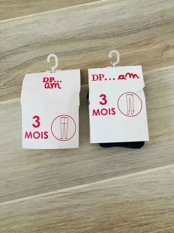 lot 2 collants neuf DPAM 3 mois bébé fille