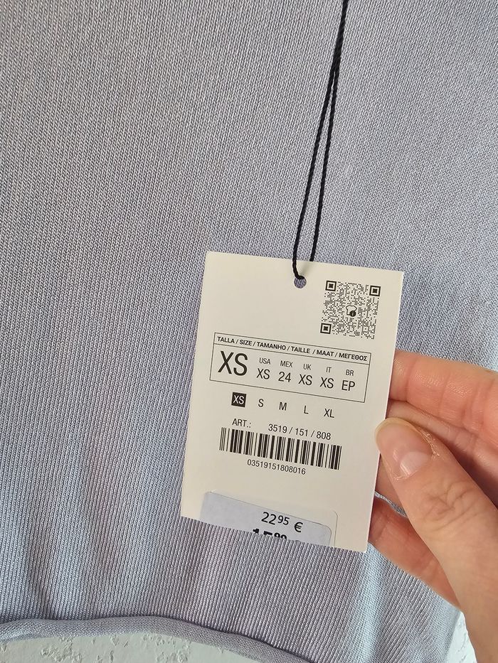 Top court gris bleu neuf Zara taille xs - photo numéro 6