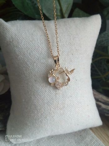 Collier colibri et pierre opaline