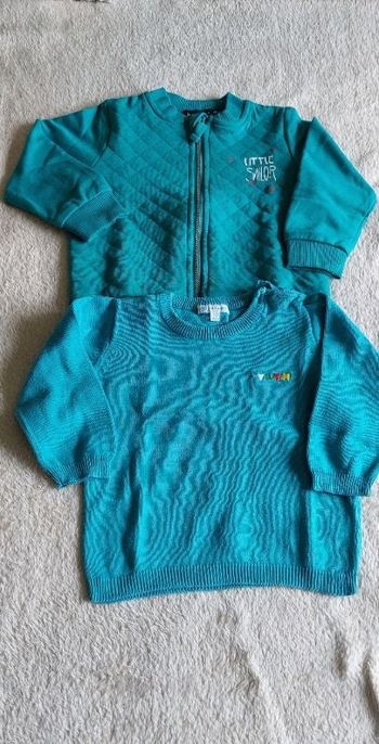 Ensemble gilet zippé et pull fin bébé garçon 12 mois