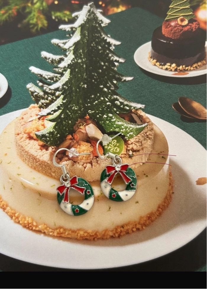 Boucles d’oreilles, couronne de Noël - photo numéro 2