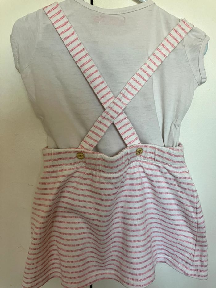 Robe salopette lapin rayé rose /blanc 24 mois H&M - photo numéro 3