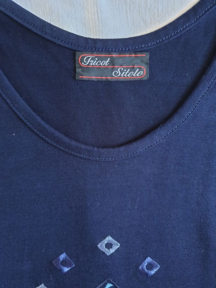 Débardeur bleu marine - Tricot Sitèle - T2 - photo numéro 3