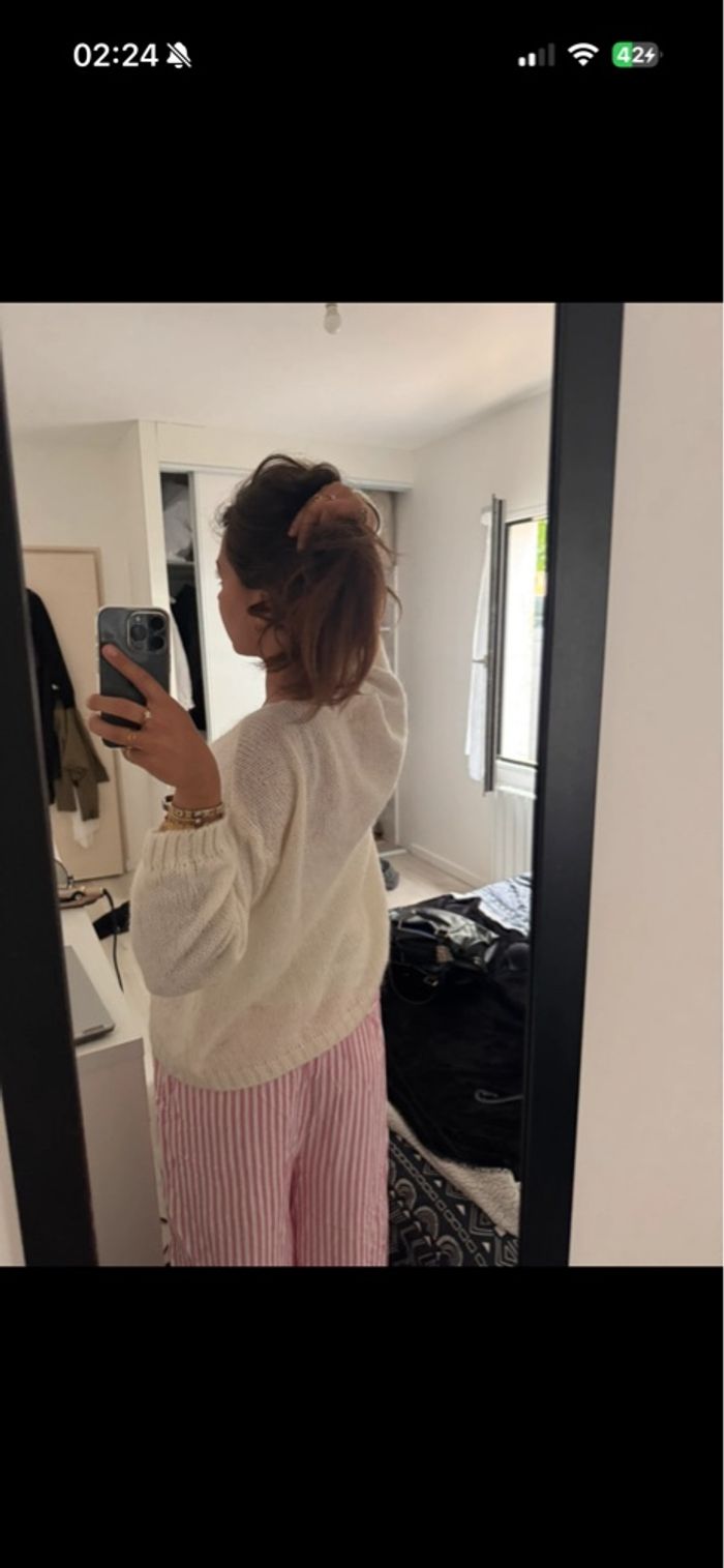 Pull blanc en maille boutique île de ré – coupe loose & féminin - photo numéro 3