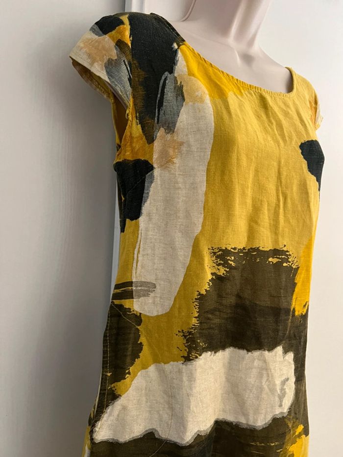 Robe été 100 % lin taille S jaune kaki - photo numéro 15