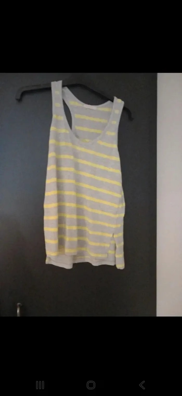 Débardeur gris à rayures jaunes – Jennyfer – Taille 40