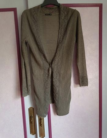 Gilet beige à strass Bréal T.2(38) long