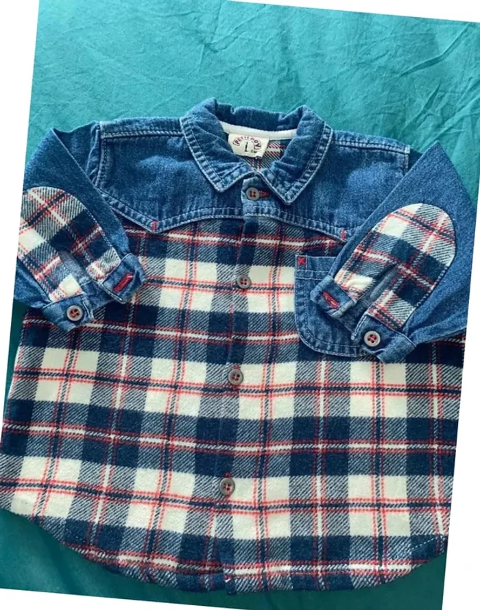 Chemise en jean garçon vintage 6 mois doublée polaire