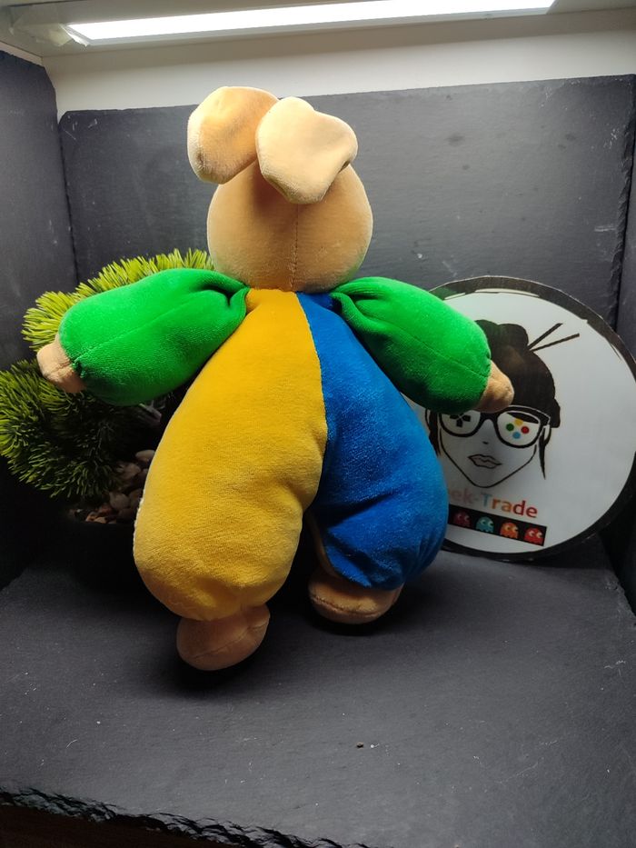 peluche doudou lapin Ikea marron vert bleu rouge noeud papillon beige festling grelot ancien - photo numéro 2