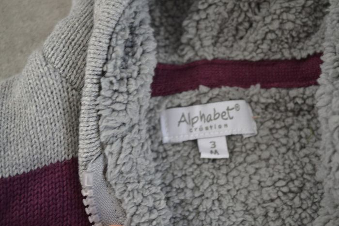 Gilet doublure polaire gris Alphabet  3 mois  (60cm) - photo numéro 3