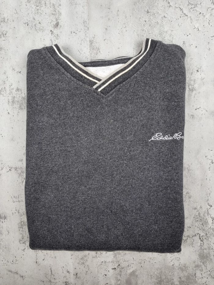 Sweat col V Eddie Bauer gris – Taille XL Homme (mesures en photos) - photo numéro 2