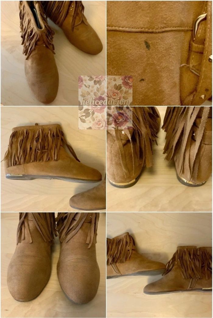 Petites bottines a franges marron camel 40 - photo numéro 2