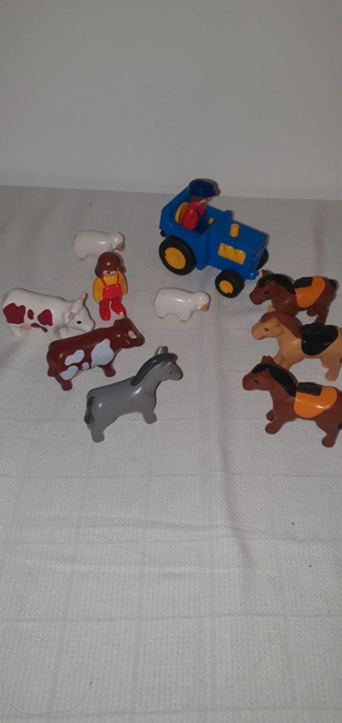 Playmobil 1 2 3 lot ou unité Air de jeux, bus, animaux sauvage et ferme tracteur pompier - photo numéro 5