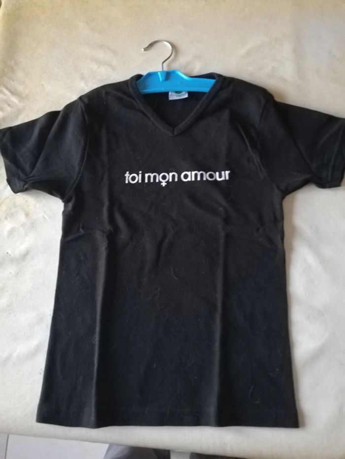 Tee-shirt manches courtes noir "toi mon amour". T. U. - photo numéro 3