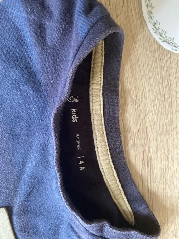 Tee-shirt manche courte rayé bleu poche crème garçon 4 ans Gémo - photo numéro 3