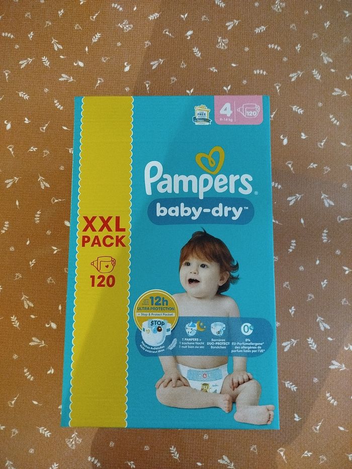 Carton 120  couches Pampers Baby dry taille 4 Neuf - photo numéro 5