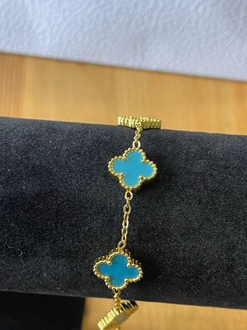 Bracelet trèfle à quatre feuilles bleu en acier inoxydable 