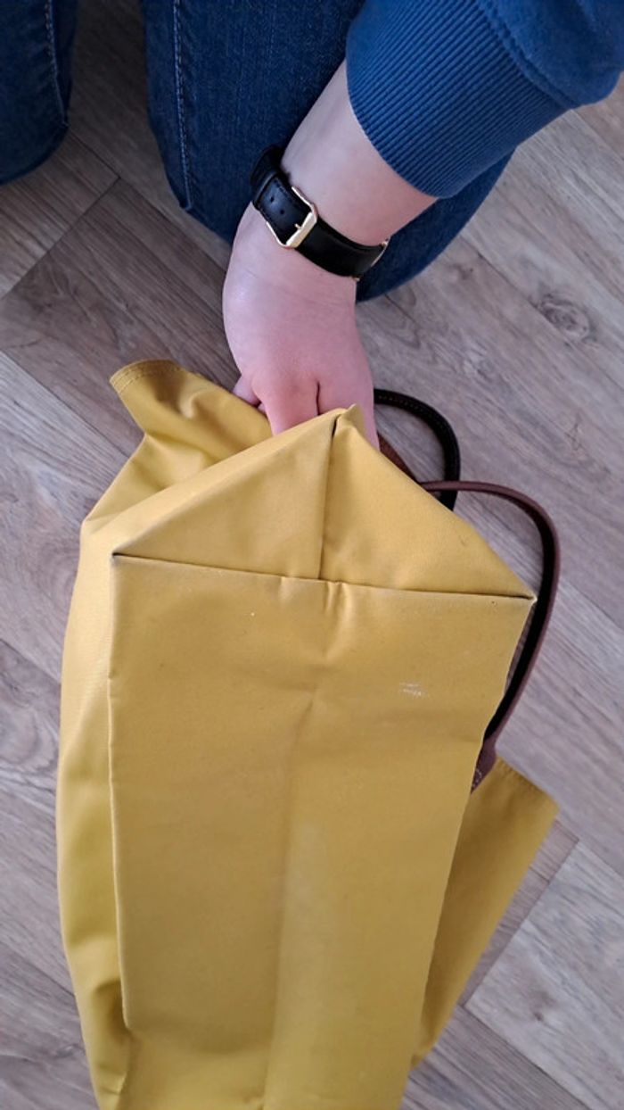 Sac Pliage Longchamp jaune moutarde taille L - photo numéro 8
