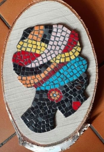 Mosaique sur bois africaine fait main