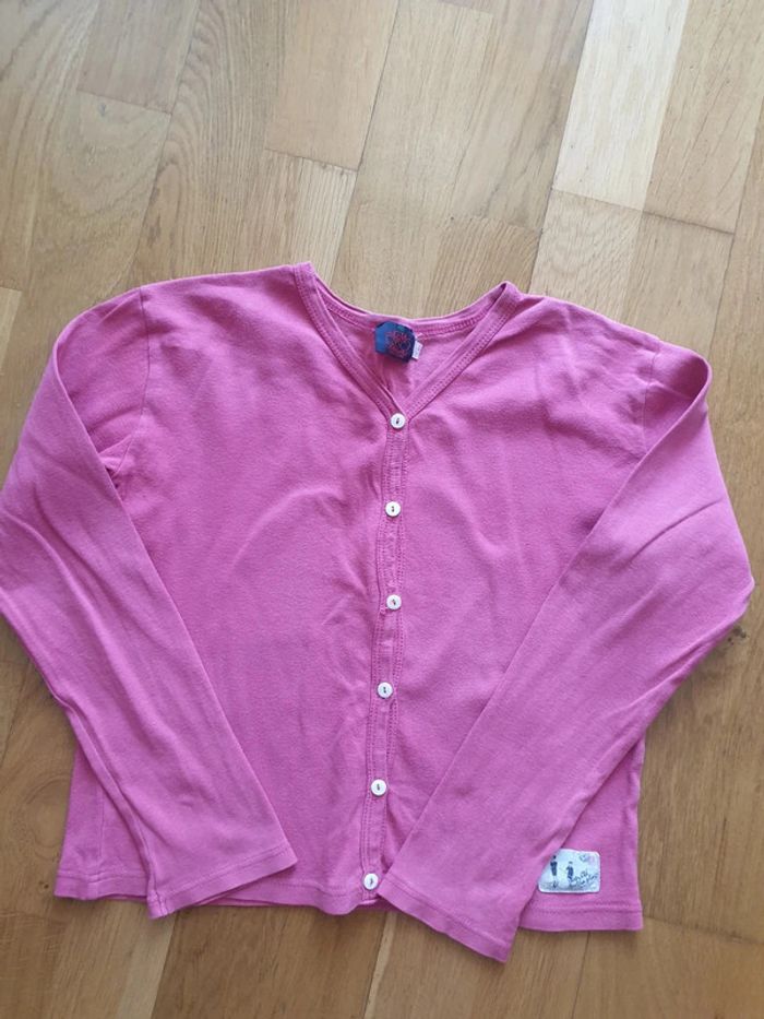 tee shirt manches longues boutonné rose petit 10 ans
