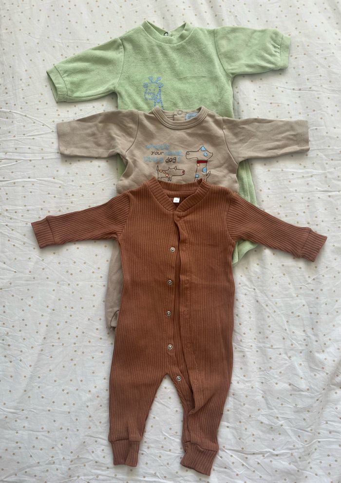 Lot de 3 grenouillères bébé garçon 0-1 mois
