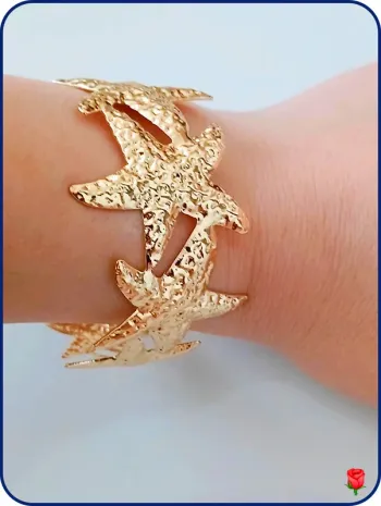 Bracelet manchette doré étoiles de mer – style bohème chic tendance