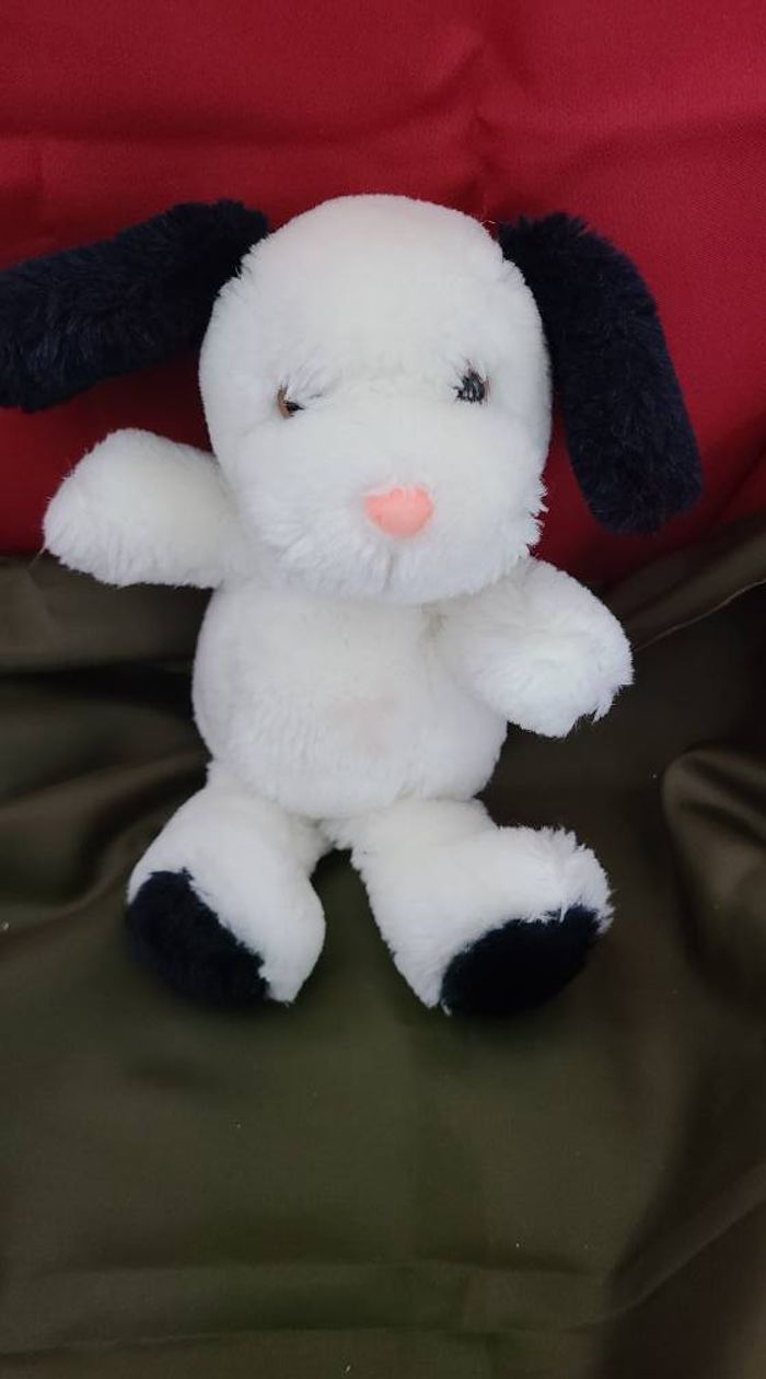 peluche chien blanc noir applause vintage - photo numéro 3