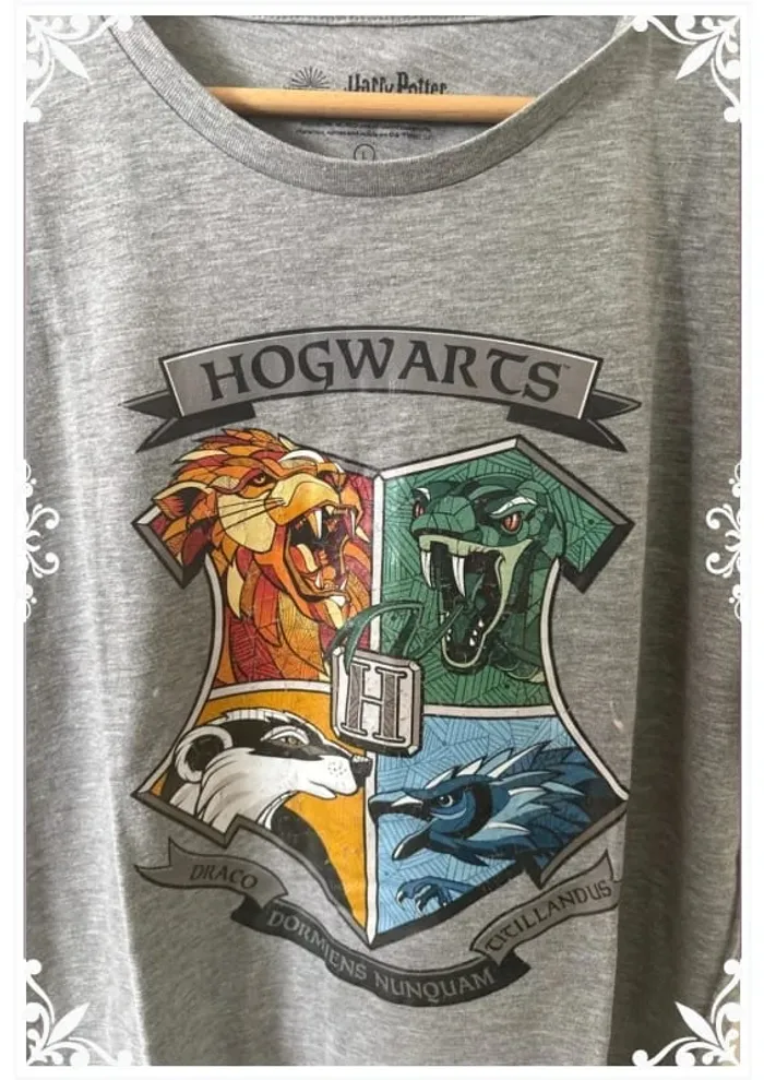 T-shirt gris Harry Potter - blason Poudlard - Taille L - photo numéro 3
