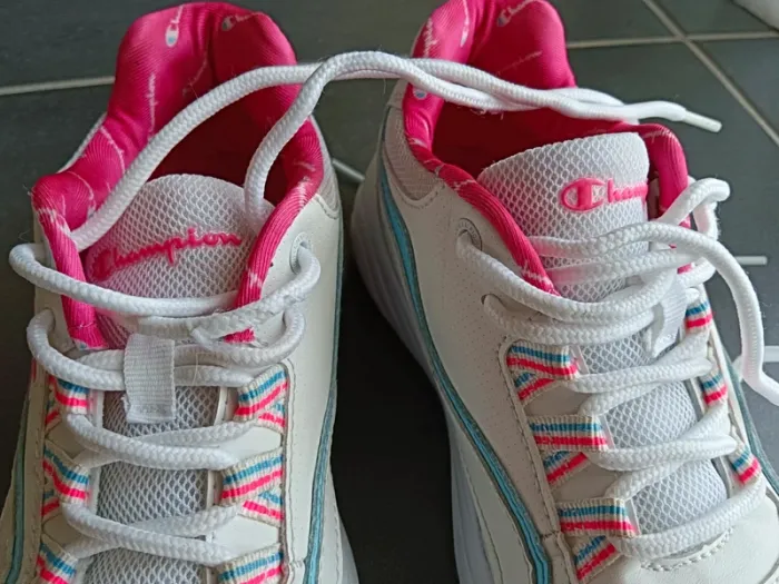 Baskets Champion P36 blanche bleue rose lacets - photo numéro 10