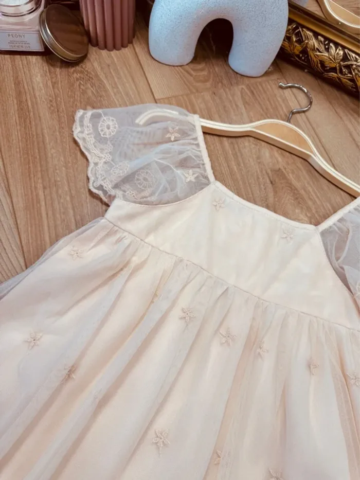 Taille 8 ans Robe cérémonie fille Kiabi pêche abricot * tulle fleurs * 🌷 - photo numéro 3