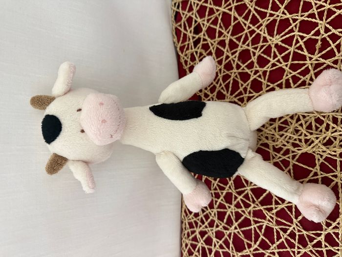 doudou vache blanche , noir - photo numéro 4