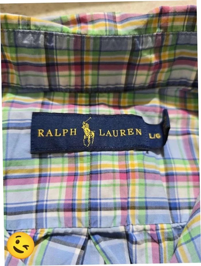 Chemise Ralph Lauren manche longue Taille L bleu rouge jaune Homme Men CHE7 - photo numéro 3