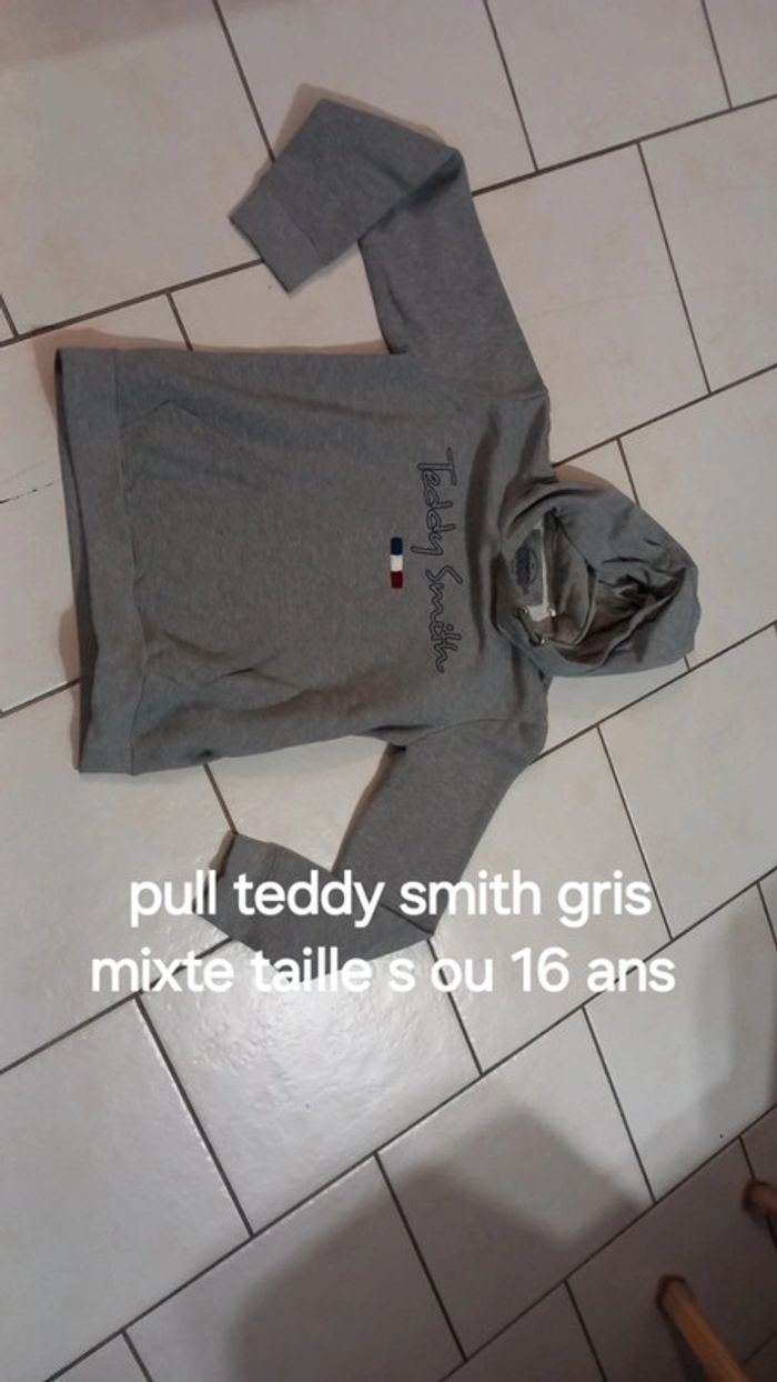 Pull gris teddy smith à capuche s - photo numéro 4