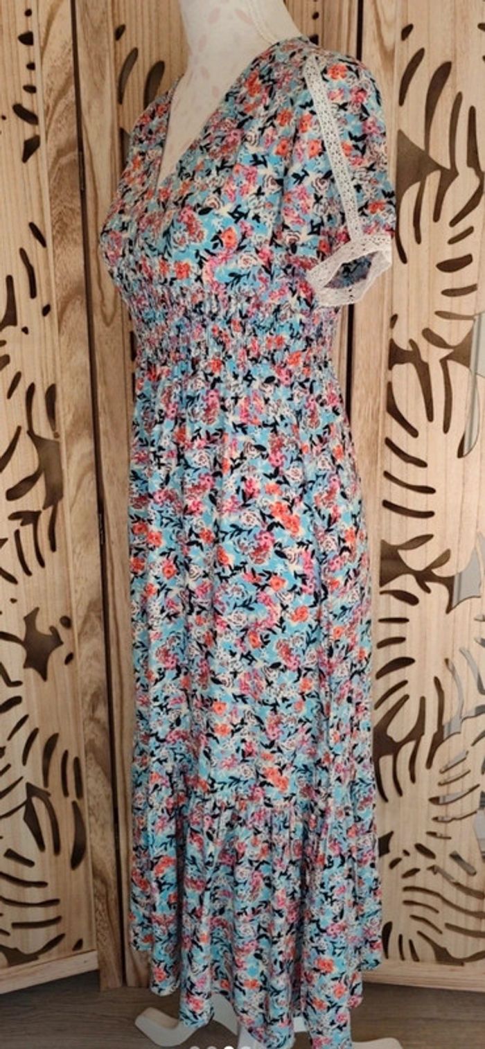 Robe mi longue imprimée fleurie - photo numéro 3