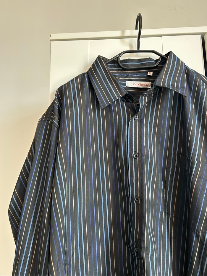 Chemise marine à rayures Homme Kai Chuang Tailles XL-XXL - photo numéro 3