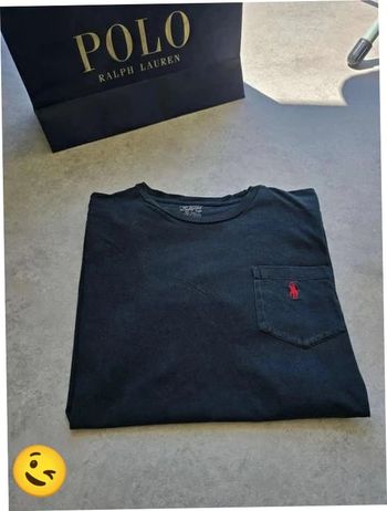 T-shirt Ralph Lauren M coupe col Rond noir Homme Men tee106