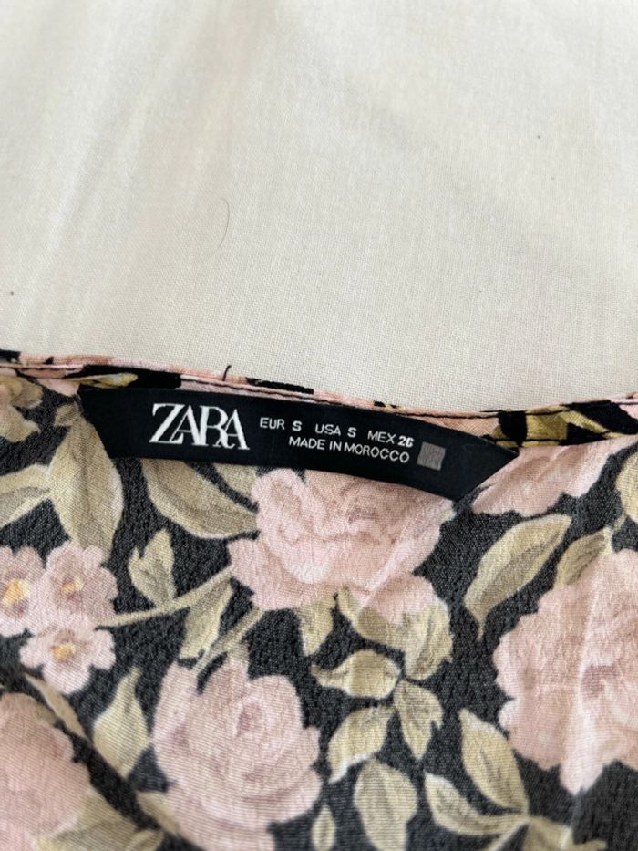 Blouse Décolletée en V Fleurie Manches longues Zara - photo numéro 6