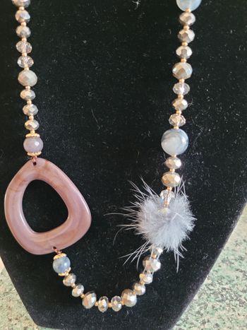 Sautoir gris et rose gold