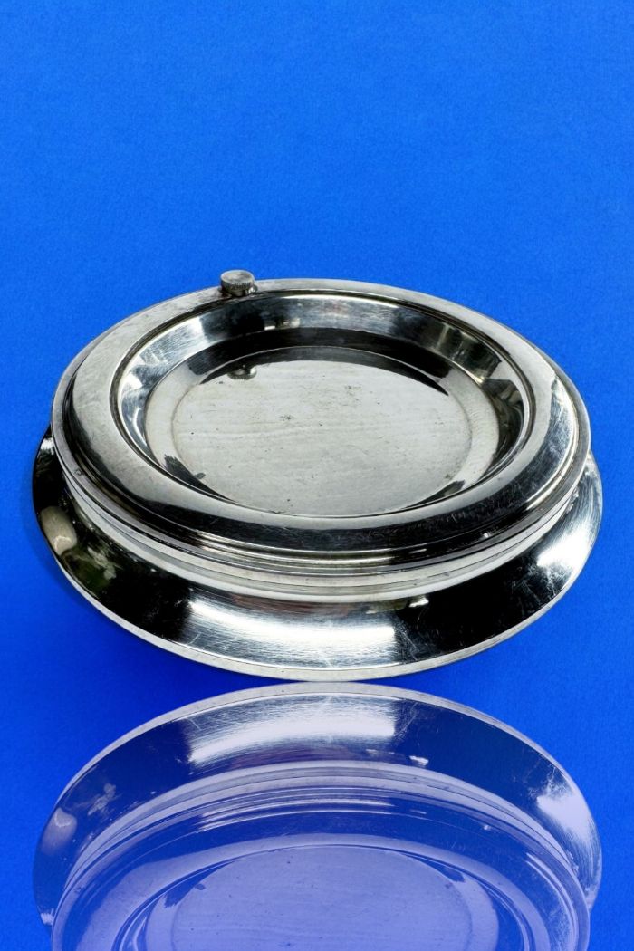 Assiette à bouillie chauffante vintage argent