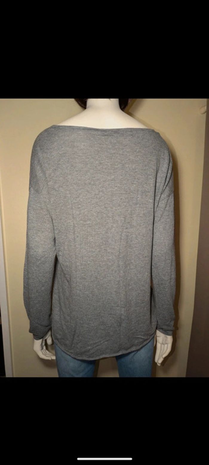 Pull col V fin gris - photo numéro 3