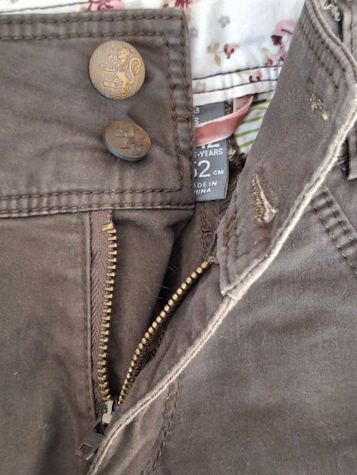 Pantalon marron réglable avec 2 boutons et une fermeture éclair 12  ans Zara - photo numéro 7