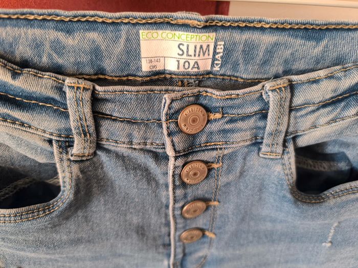 Jean effet dechiré slim fille 10 ans - Kiabi - photo numéro 2