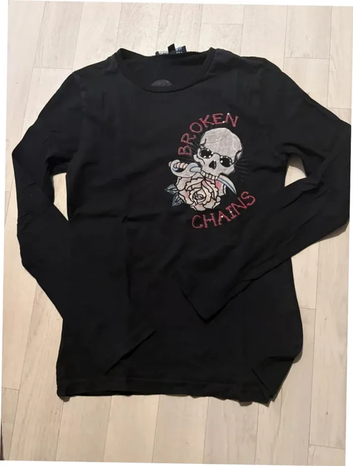 T-shirt 12 ans overgame noir manches longues