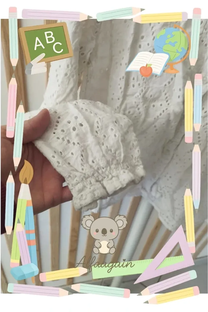 Chemise broderie anglaise blanches tao 10ans - photo numéro 5