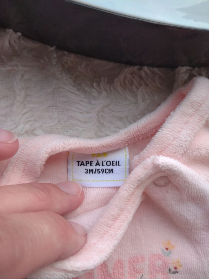 Pyjama grenouillère velours Fille 3 mois aimer rire rêver Fleurs Tao - photo numéro 6