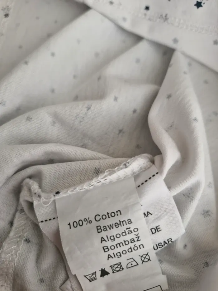 Polo manches longues bébé garçon 24 mois Mots d'enfants blanc motif étoile coton - photo numéro 4